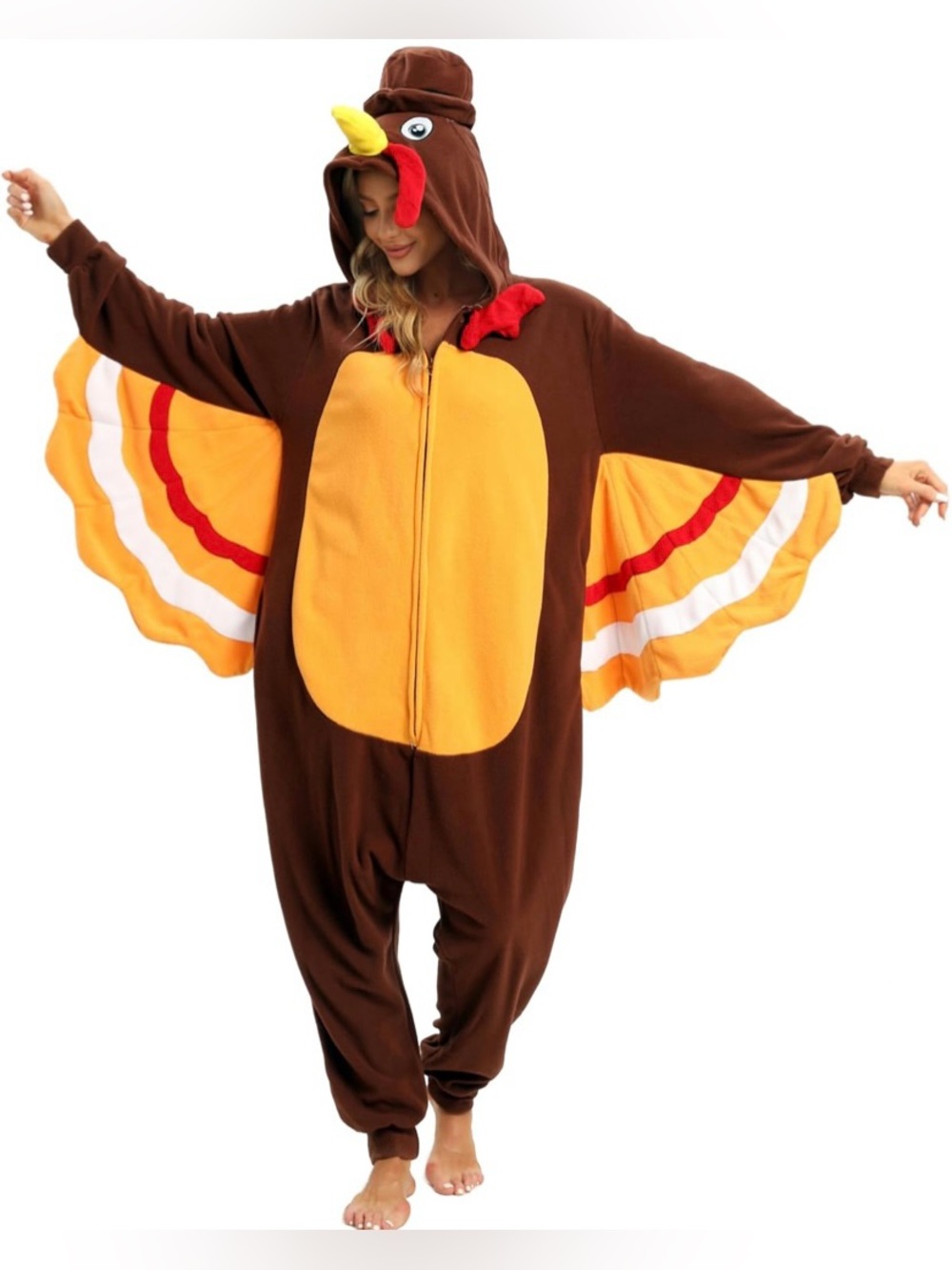 Adult Brown & Yellow Turkey Costume Onesie
